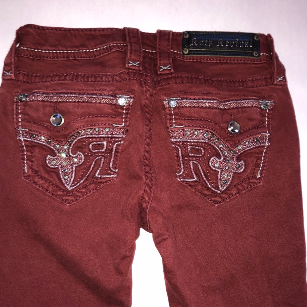 Rock Revival Sundee Burgundy Jeans Bling size 26